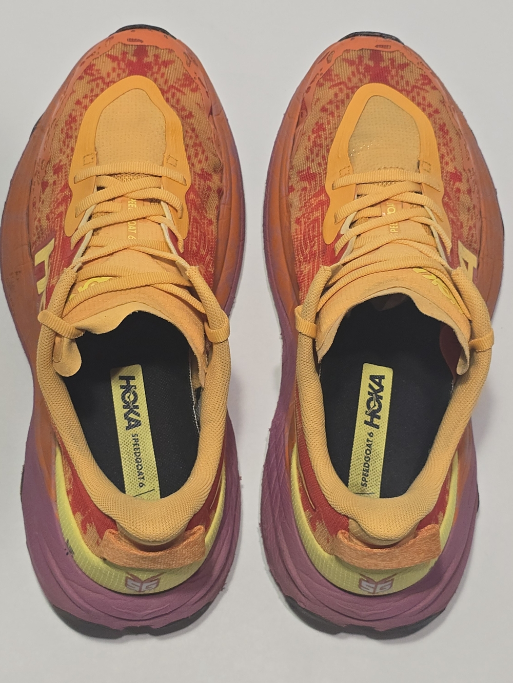HOKA Speedgoat 6 Women's Size 11 B Orange Red Trail Running Shoes Vibram - Picture 5 of 11